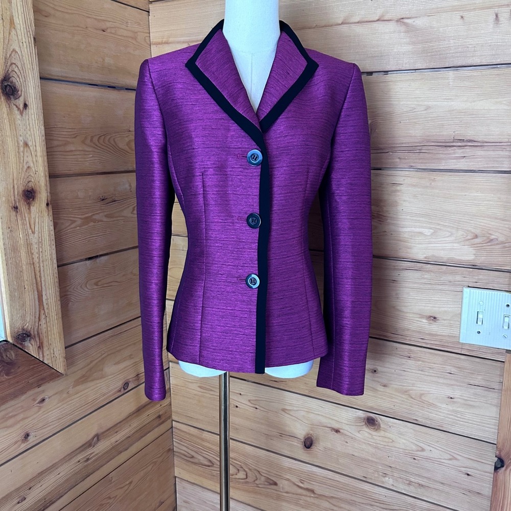 Vintage Silk Blazer Women Small Magenta Purple 90s Office Siren Jones Studio